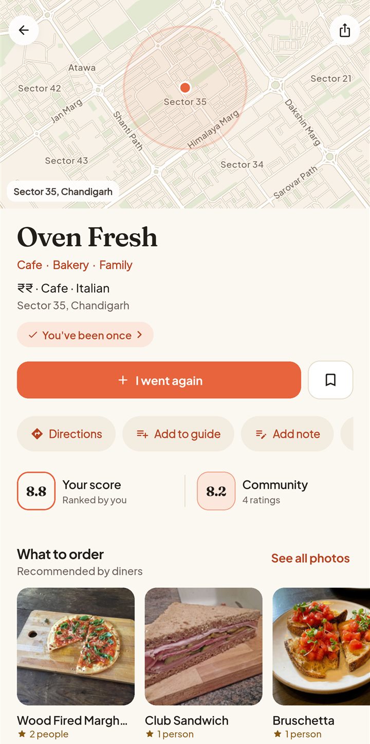 A place page: what to order and photos from people who went